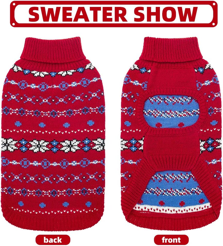 BINGPET Cat Sweater - Cat Winter Sweater with Snowflake - Soft Turtleneck Knitted Kitten Puppy Apparel, Winter Pet Clothes for Cold Weather