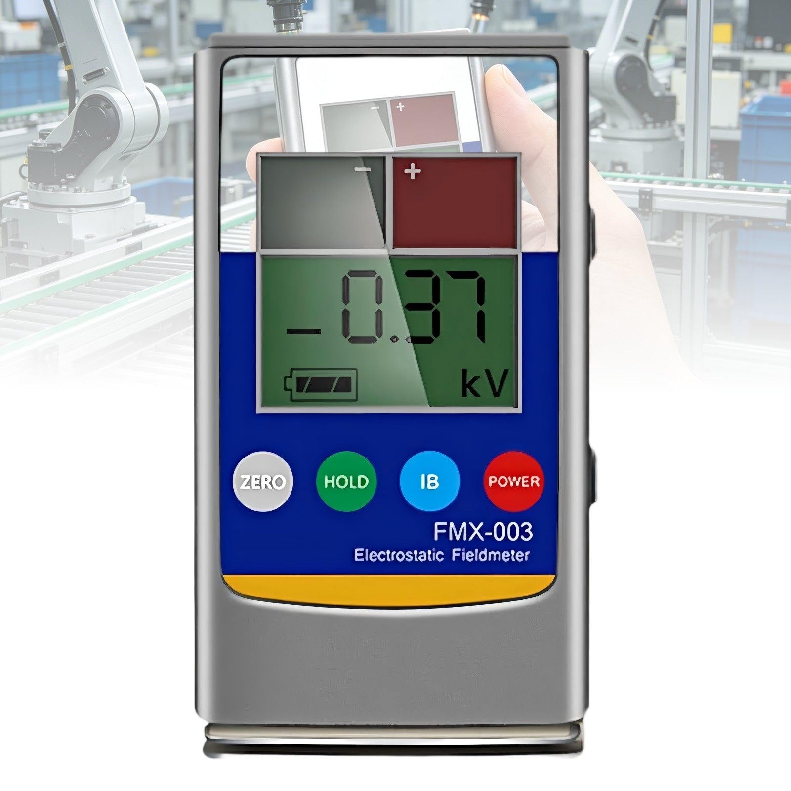 Ręczny tester elektrostatyczny z cyfrowym i graficznym wyświetlaczem LCD, zakres 0–20/30 kV, szybki pomiar (1 s) do błyskawicznej kontroli równowagi jonowej 20KV