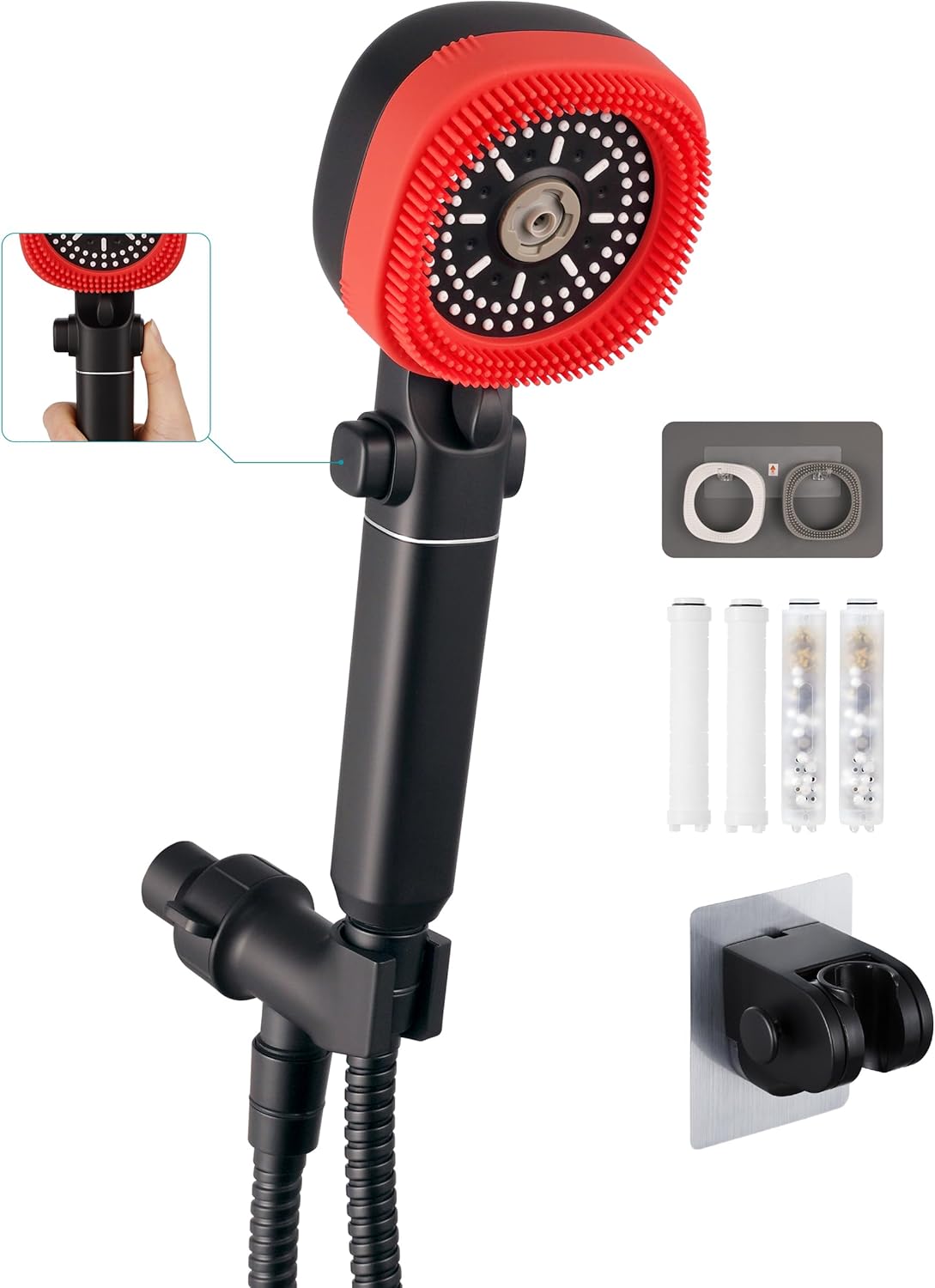 Regadera de Mano con Botón ON/OFF para Ahorro de Agua, Alta Presión