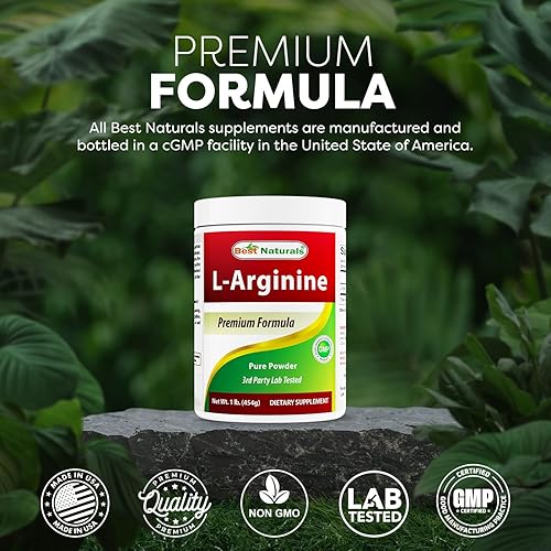 Miniatura 5 de Best Naturals L-Arginina en polvo de 1 libra – Forma pura libre de grado farmacéutico – Los mejores suplementos de arginina de aminoácidos para
