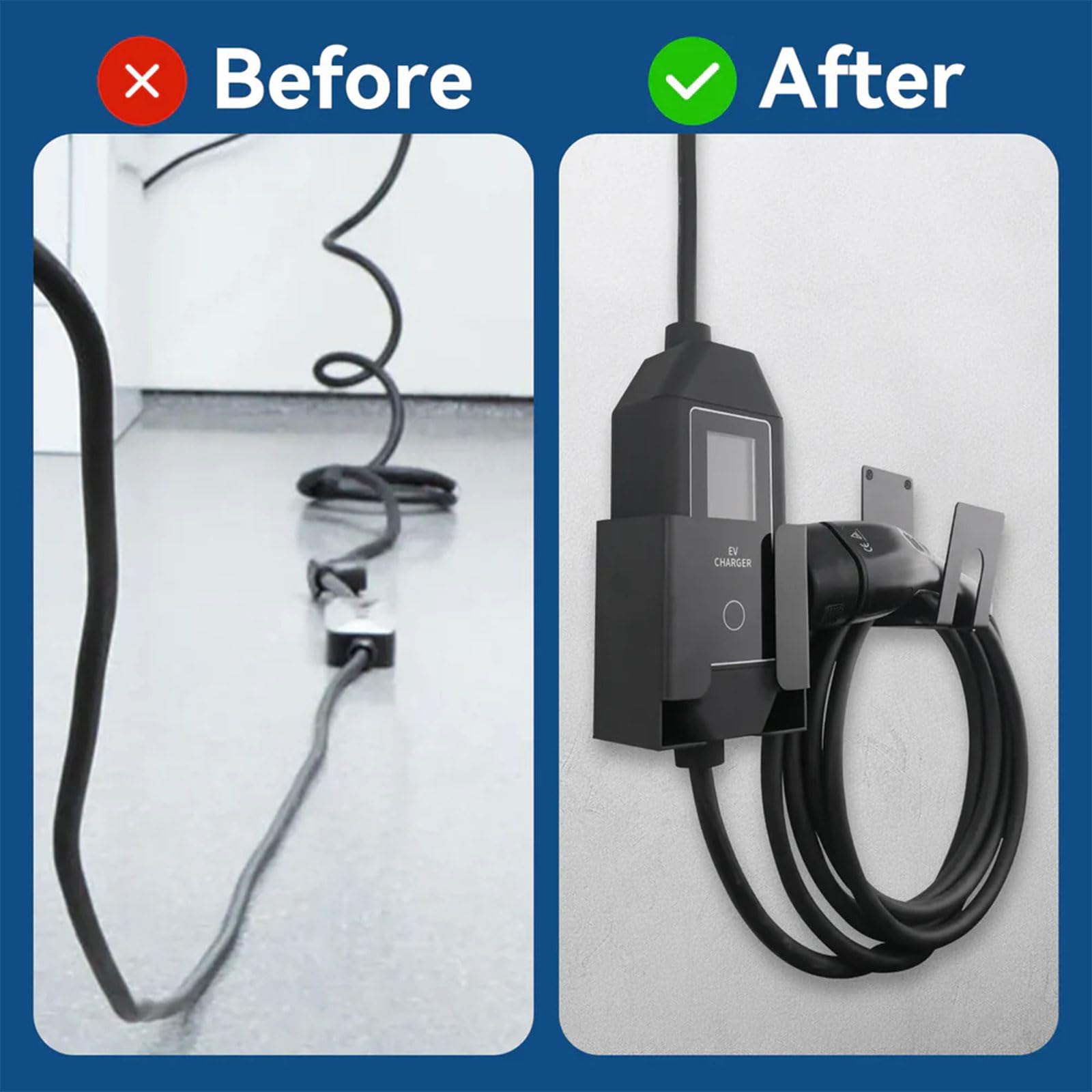 PANGBOER Juego de soportes de carga de acero inoxidable para montaje en pared, incluye gancho para cable para mejorar y organizar ordenadamente
