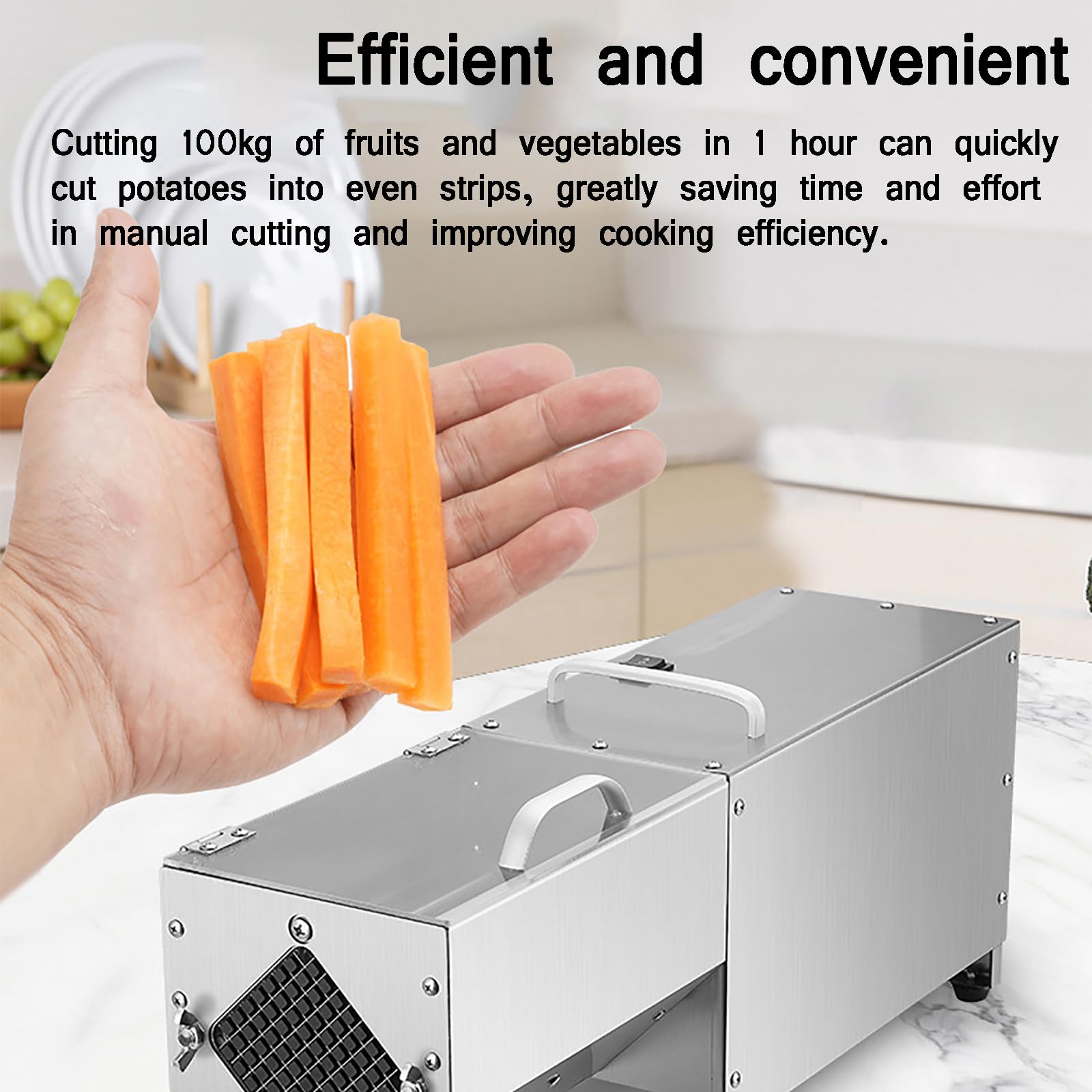 Affettatrice verticale elettrica francese, in acciaio inox, ad alta efficienza, 100 kg/h, 3 lame a griglia per 7 mm/10 mm/14 mm, ideale per ristoranti e case