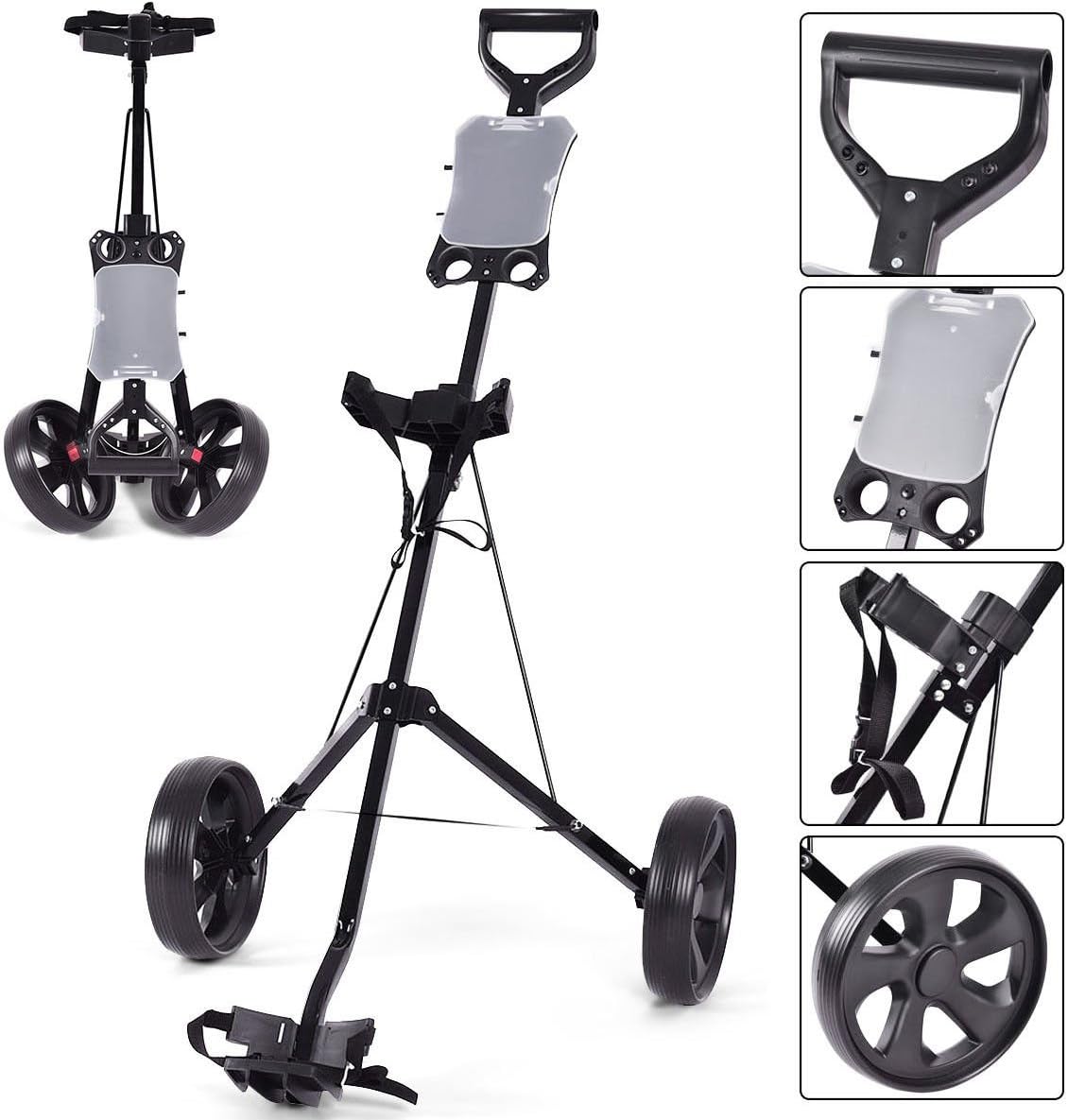 DORTALA Golf Cart, 2 Wheel Foldable Golf Trolley Push Pull Cart with Scoreboard, Multifunctional and Convenient Golf Cart Quickly Opened and Closed