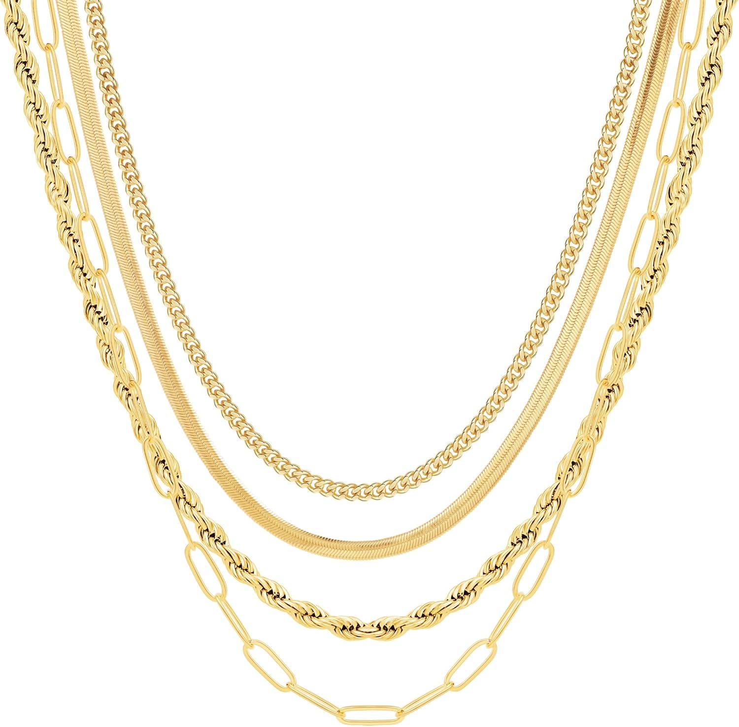 Layered Gold/Silver Necklaces for Women,14K Gold/Silver Stackable Choker Necklaces for Women Dainty Simple Necklace Set Layering Cuban Circle Pendant Chain Jewelry Set Trendy Necklace