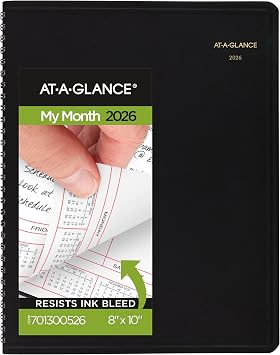 AT-A-GLANCE 2026 Planner, Monthly, 8" x 10", Large, Black 701300526