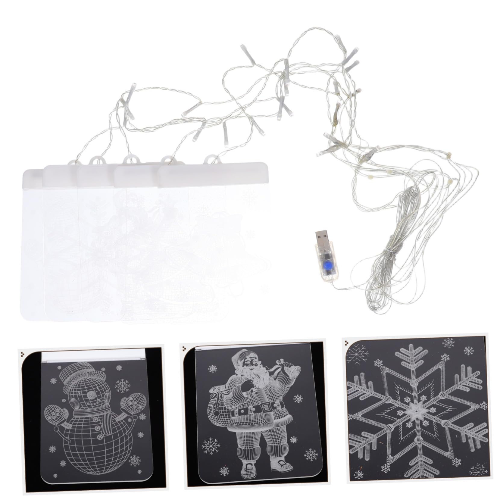 Cabilock Guirlandes Lumineuses Rideaux LED avec Bonhomme Flocons Télécommande Incluse Décoration de Noël pour Fenêtres et Chambre