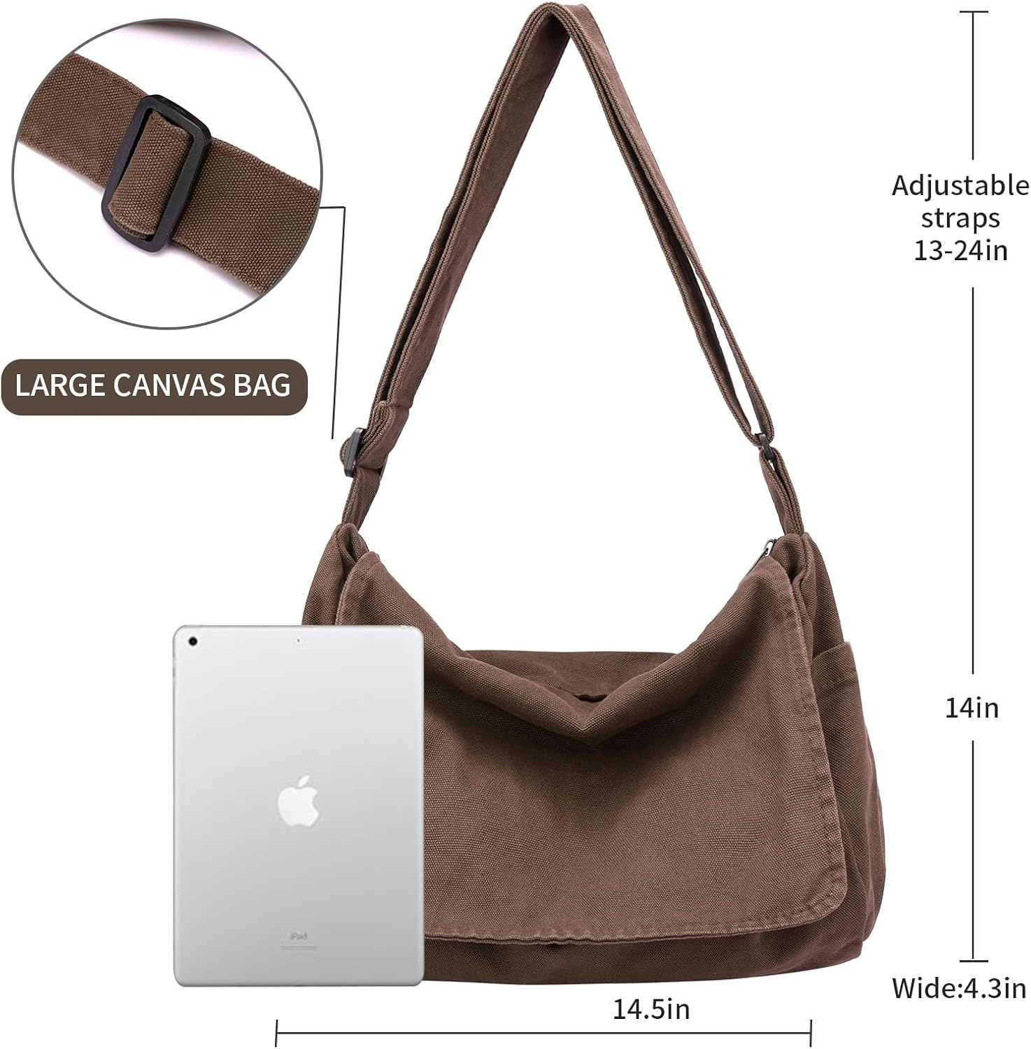 Canvas Messenger Bag for Women Men Vintage Satchel Bag Aesthetic Crossbody Shoulder Bag Casual Sling Bag