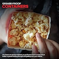 Vista 5 de Stock Your Home Paquete de 50 cajas de palomitas de maíz desechables de cine a rayas rojas y blancas, capacidad de 30 onzas, caja de aperitivos