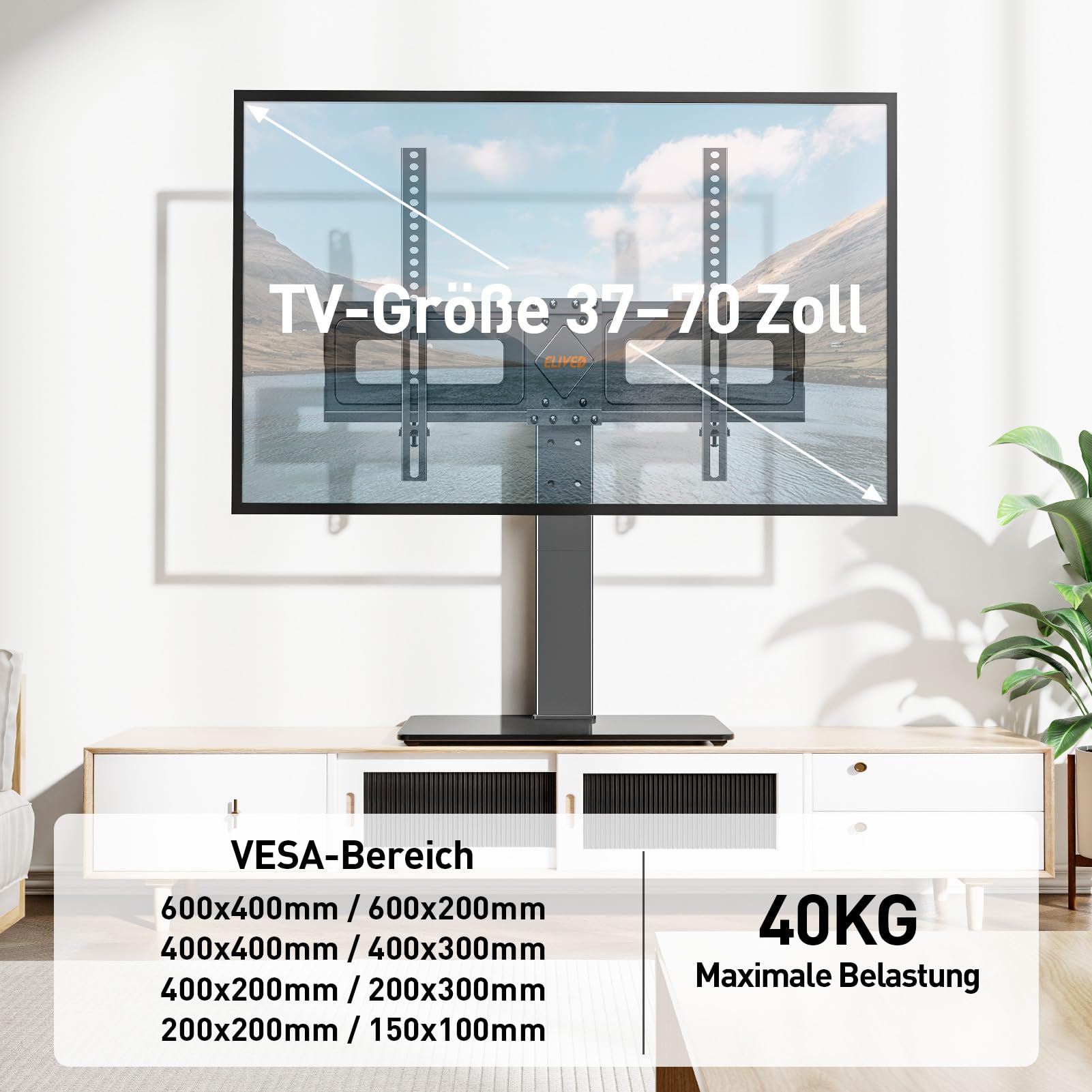 ELIVED Schwenkbare TV Ständer für 37-70' TV Up to 40kg Max VESA 600x400mm