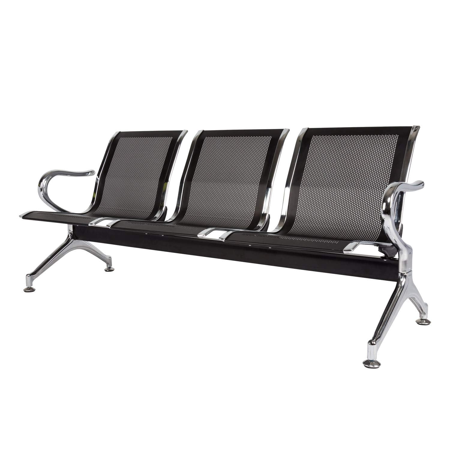 KINTNESS Waiting Reception Chair Benches Office Chair Guest Heavy Duty Waiting Room Chairs with Arms 3 Seat alon Barber Bank Hall Airport Furniture