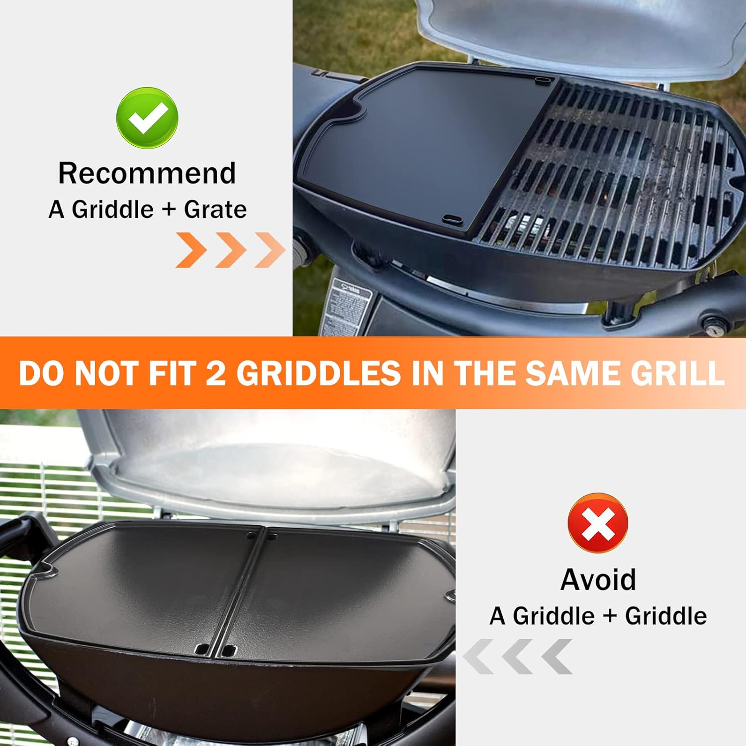 Criditpid 6506 Cast Iron Griddle for Weber Q3200 Q3100 Q3000 Q300 Q320 Gas Grill Accessories, 17.8" x 12.4" Weber Q3200 Griddle, Grill Cooking Griddle Plate Replacement Parts 57060001 586002