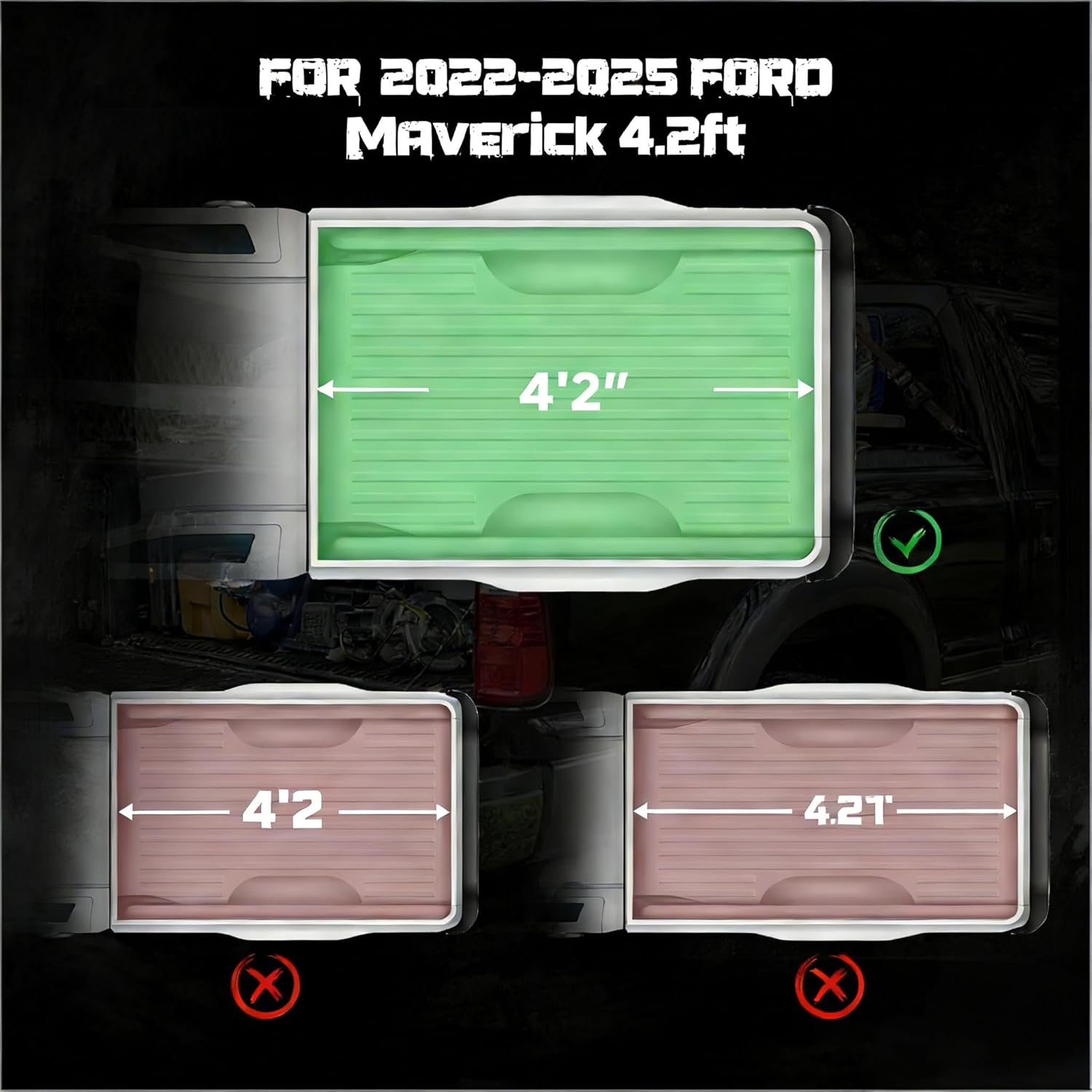 Heavy-Duty Hard Folding Tonneau Cover for 2022–2023 Ford F150 4.2ft Short Bed – 3-Fold Durable Truck Bed Cover with Reinforced Latches, Weather-Resistant & Secure – Secure Pickup Accessory – Black