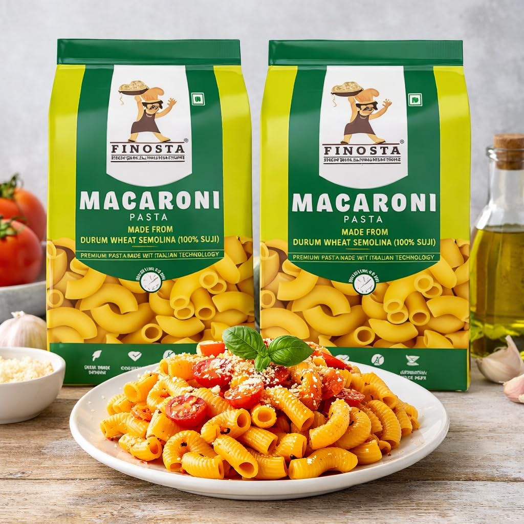 Finosta Macaroni Pasta Made of Durum Wheat Semolina, Easy to Cook | Tasty and Healthy | No Maida | Source of Fibre | Cholesterol Free | Vegetarian Pack of 2, 500gm Each 3