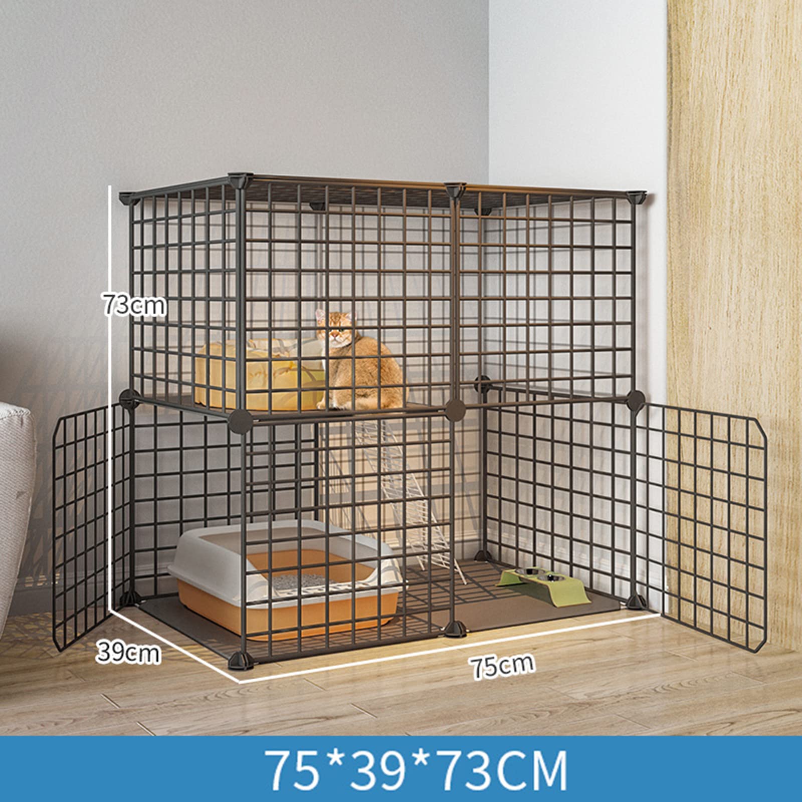 Generico Gabbia per Gatti da Interno di Grandi Dimensioni, Pieghevole, Adatta a Piccoli Animali, in Metallo, Ideale per balconi e balconi (79 * 39 * 73 cm)