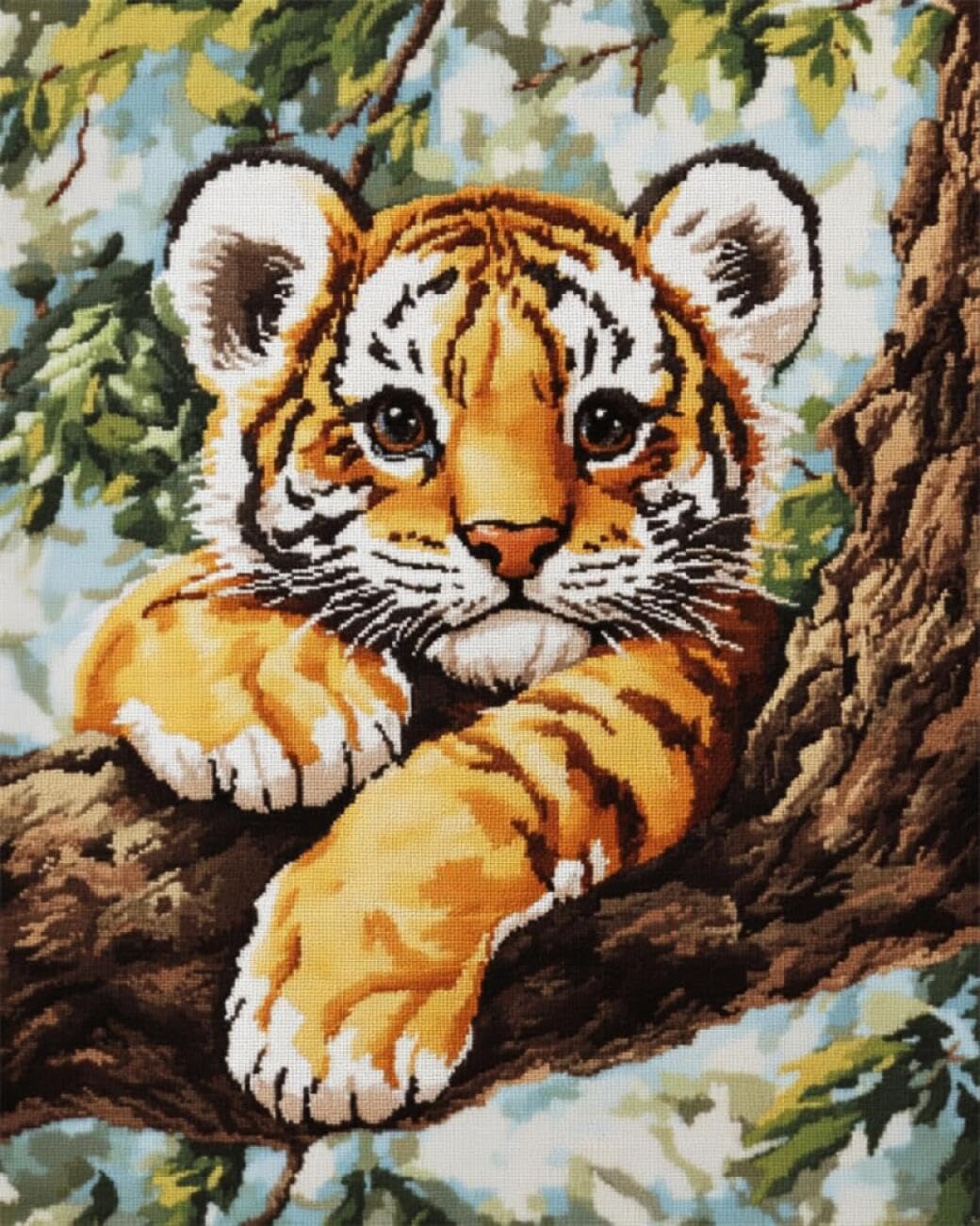 AxiangziK DIY Counted Cross Stitch Kits Cartoon Tiger 11CT 30x40cm
