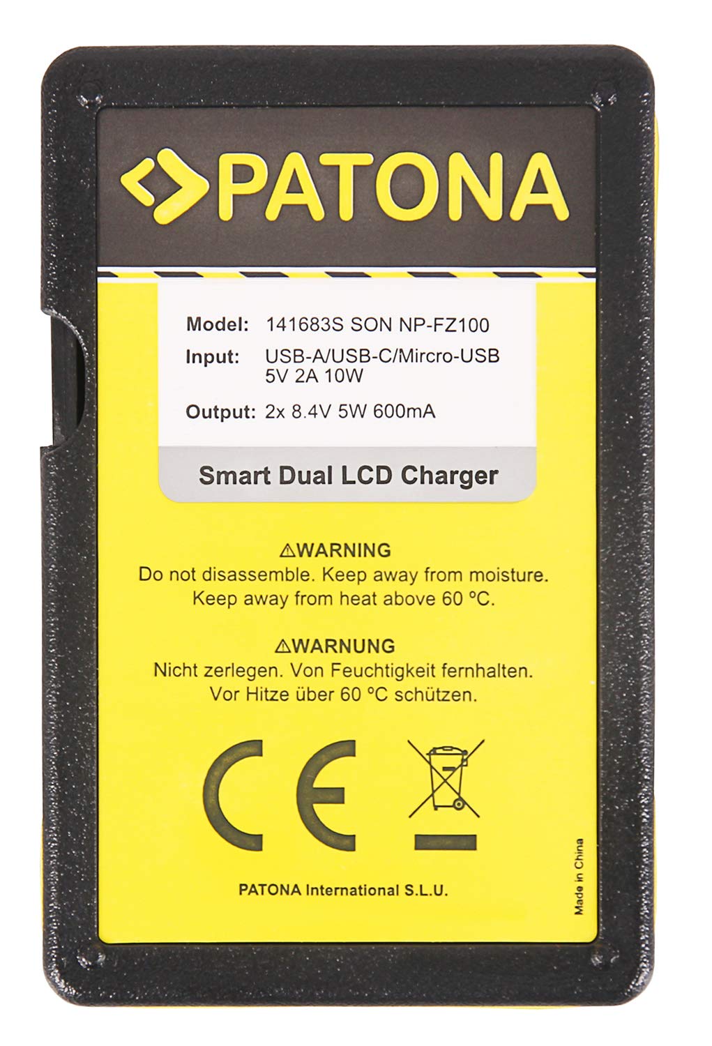 Caricabatteria Doppio PATONA Per Sony NP-FZ100 - Compatibile Con Alpha E Videocamere, USB - Foto 9