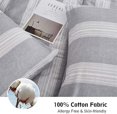 Miniatura 4 de ATsense - Juego de edredón tamaño king, para todas las estaciones, 3 piezas, 100% tela de algodón, relleno de microfibra suave, edredón reversible y