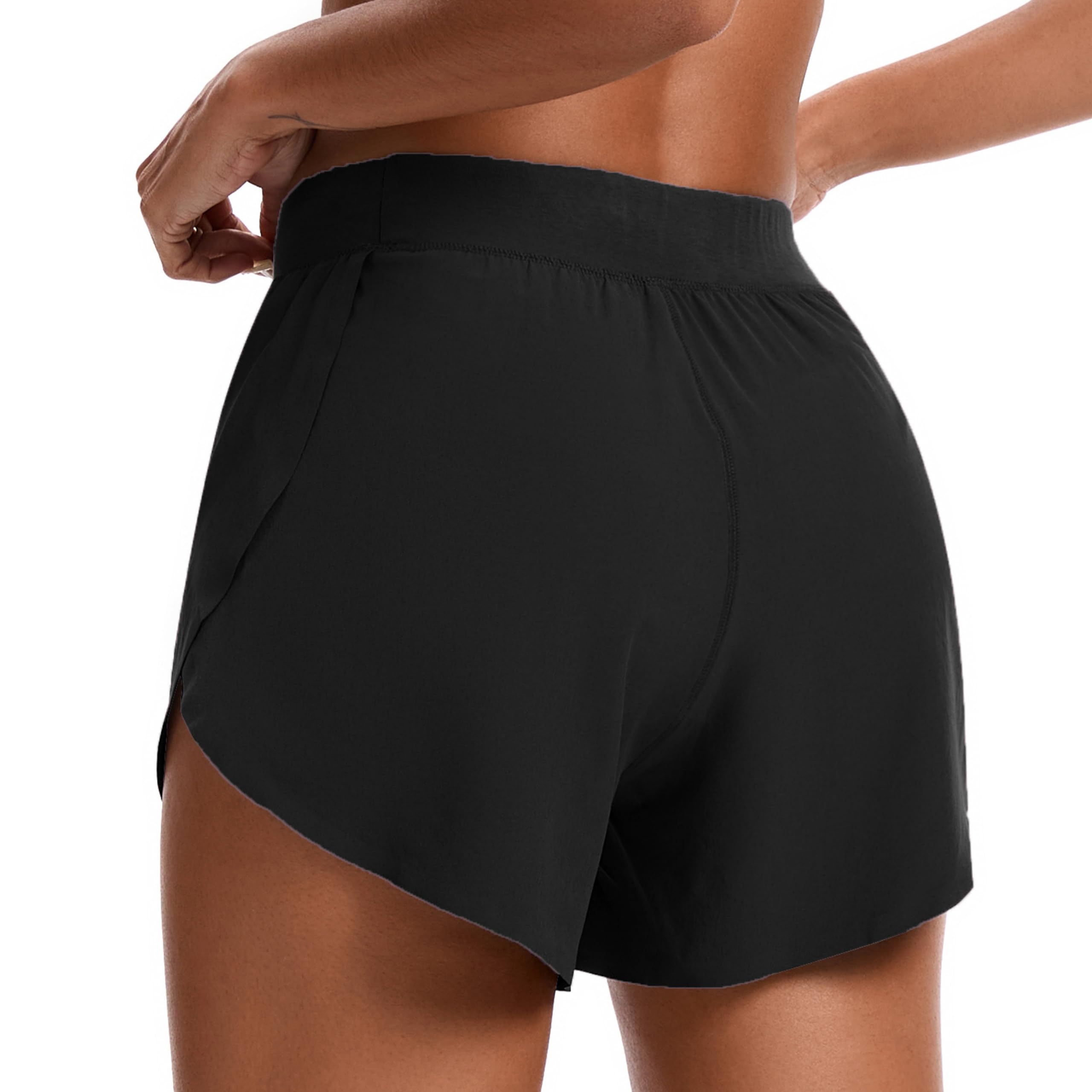 ZKIEYS Womens Mid Waisted Dolphin Athletic Shorts for Women Lightweight High Split for Gym Workout with Liner Quick Dry