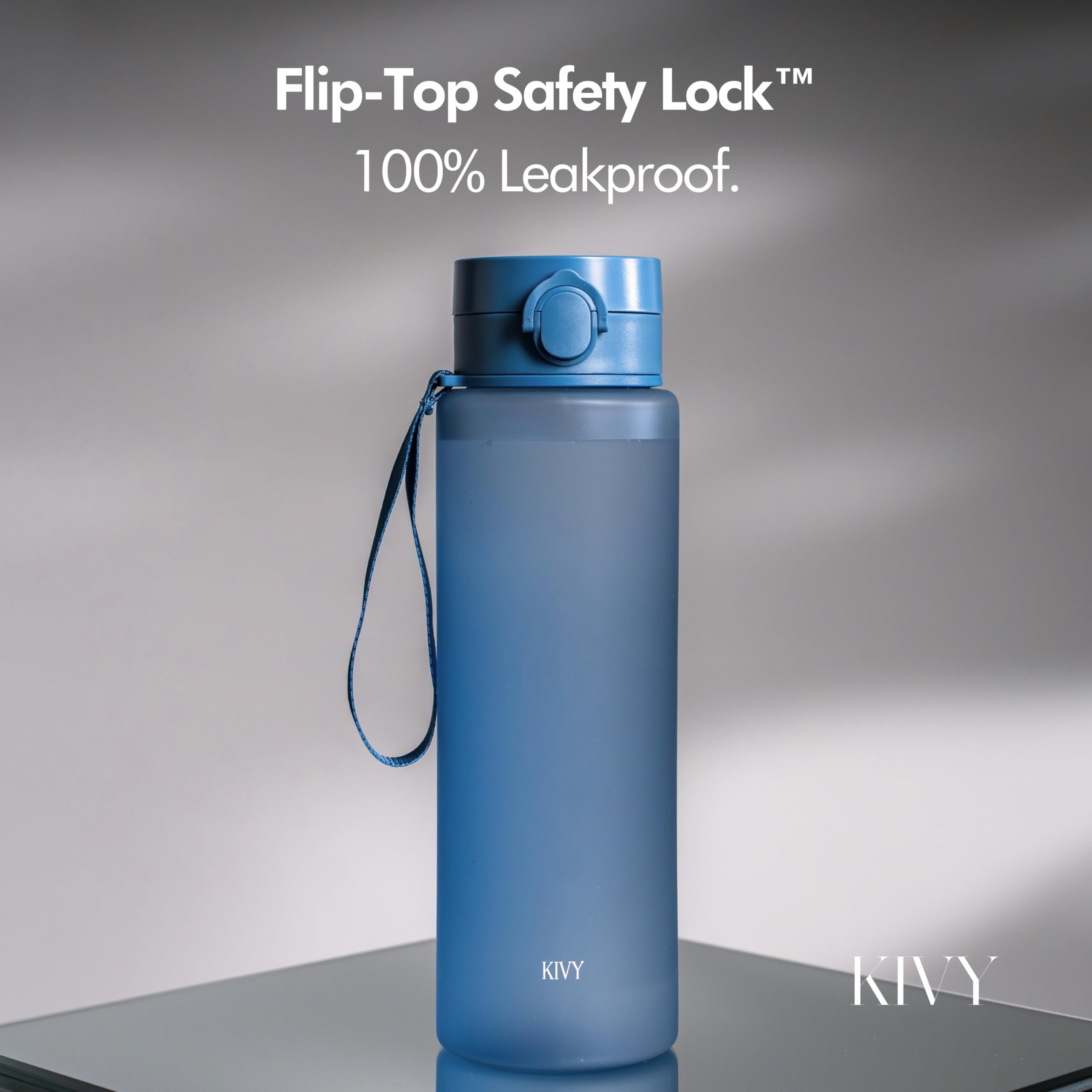 KIVY Botella de Agua Tritan 650ml [CON TAPA ABATIBLE] - Water Bottle para Niños & Adultos - Sin BPA - Garrafa Apto Lavavajillas - Cantimplora para Gimnasio, Deportiva, Oficina y Escuela - Verde — view 62