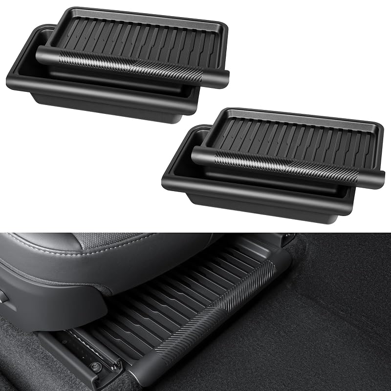 Kit com 2 Organizadores sob o Banco dianteiro para Tesla Model Y Juniper 2025–2026 KUNIST, com tampas