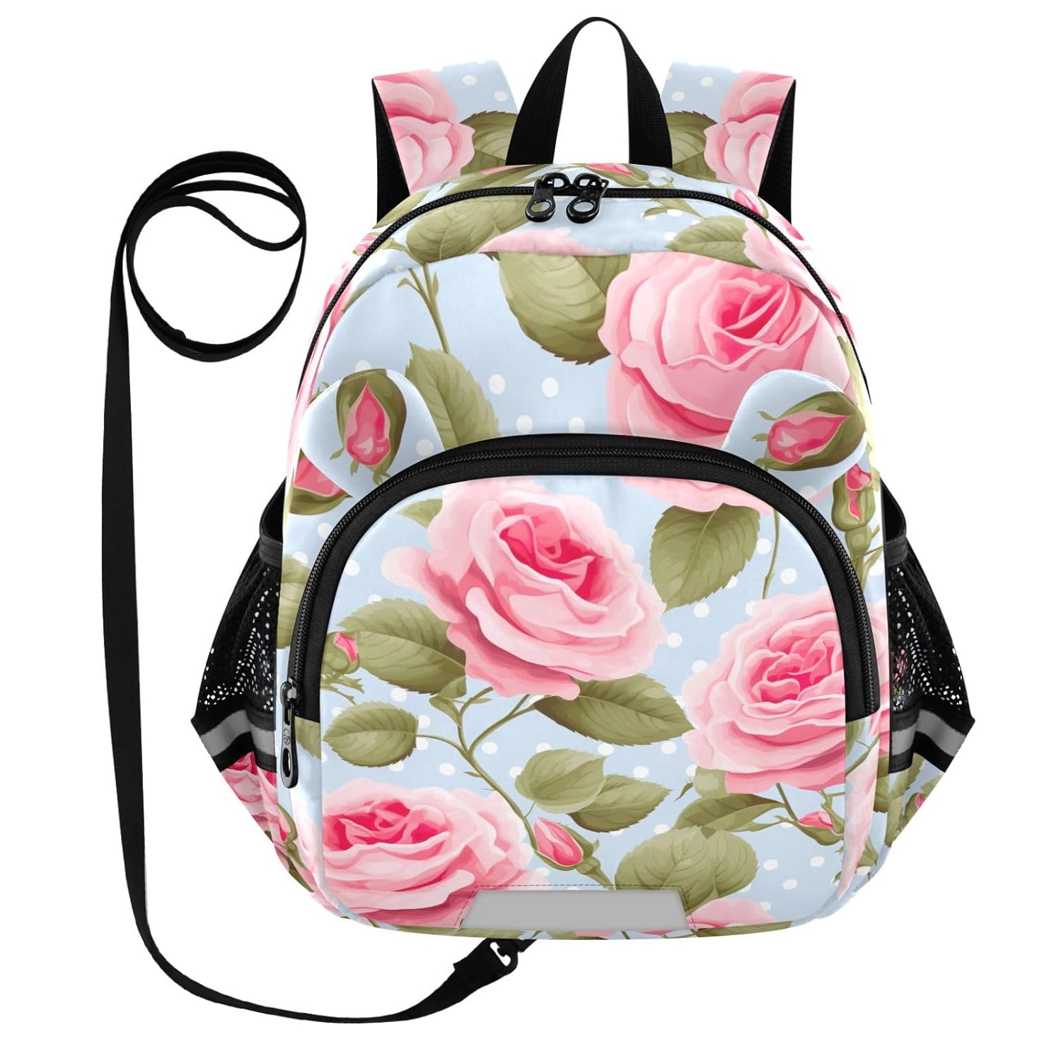 Pink Roses Dots Toddler Harness Backpack for Boys Girls 3-6 Years Kids Backpack with Anti Lost Safety Leash Baby Harness Bookbag for Travel Walking Preschool
