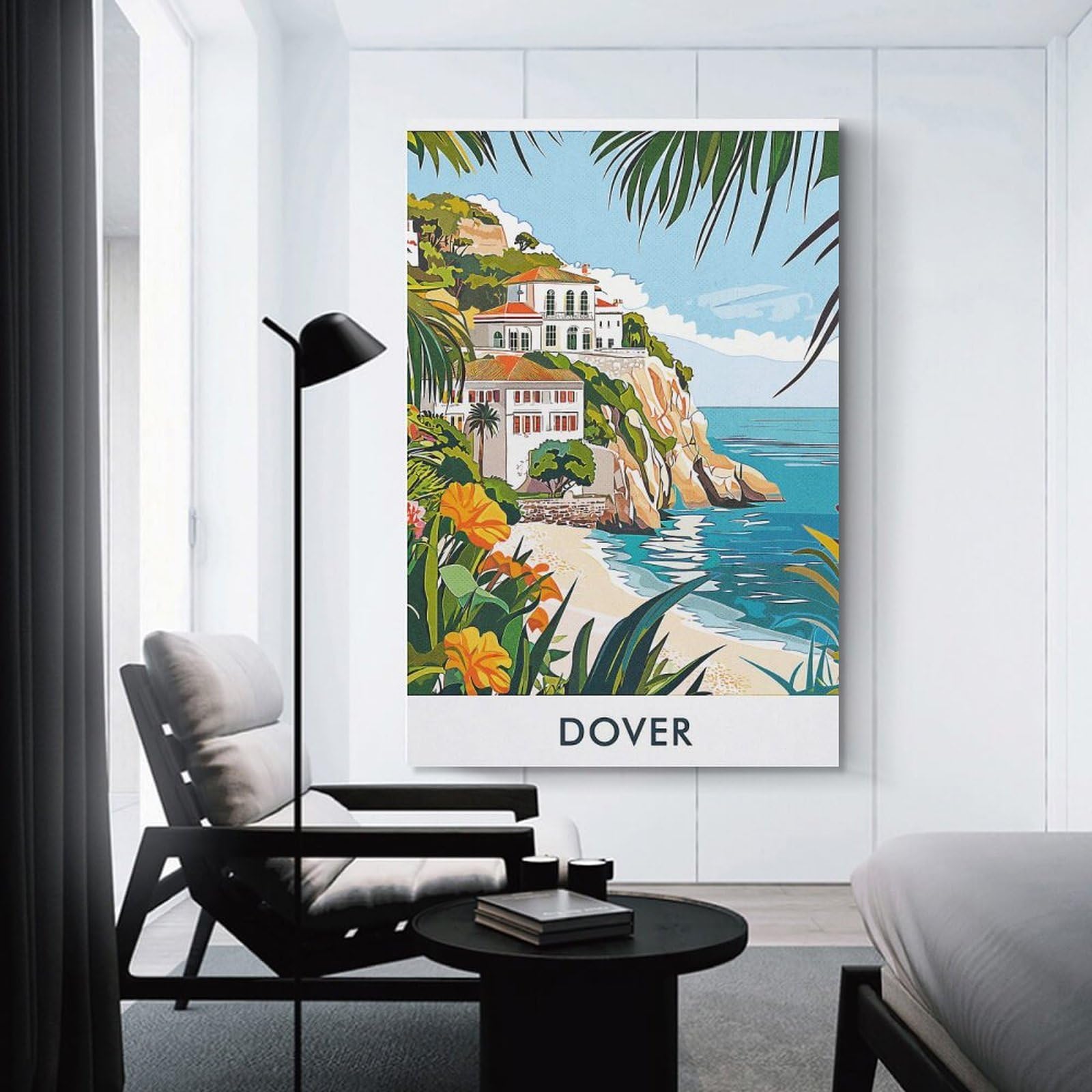 Junmoney Dover Beachside Villa Wall Picture Print, 20x30inch(50x75cm), for Art Walls, Layered Displays Or Homes, Home Wall Art for Statement Displays