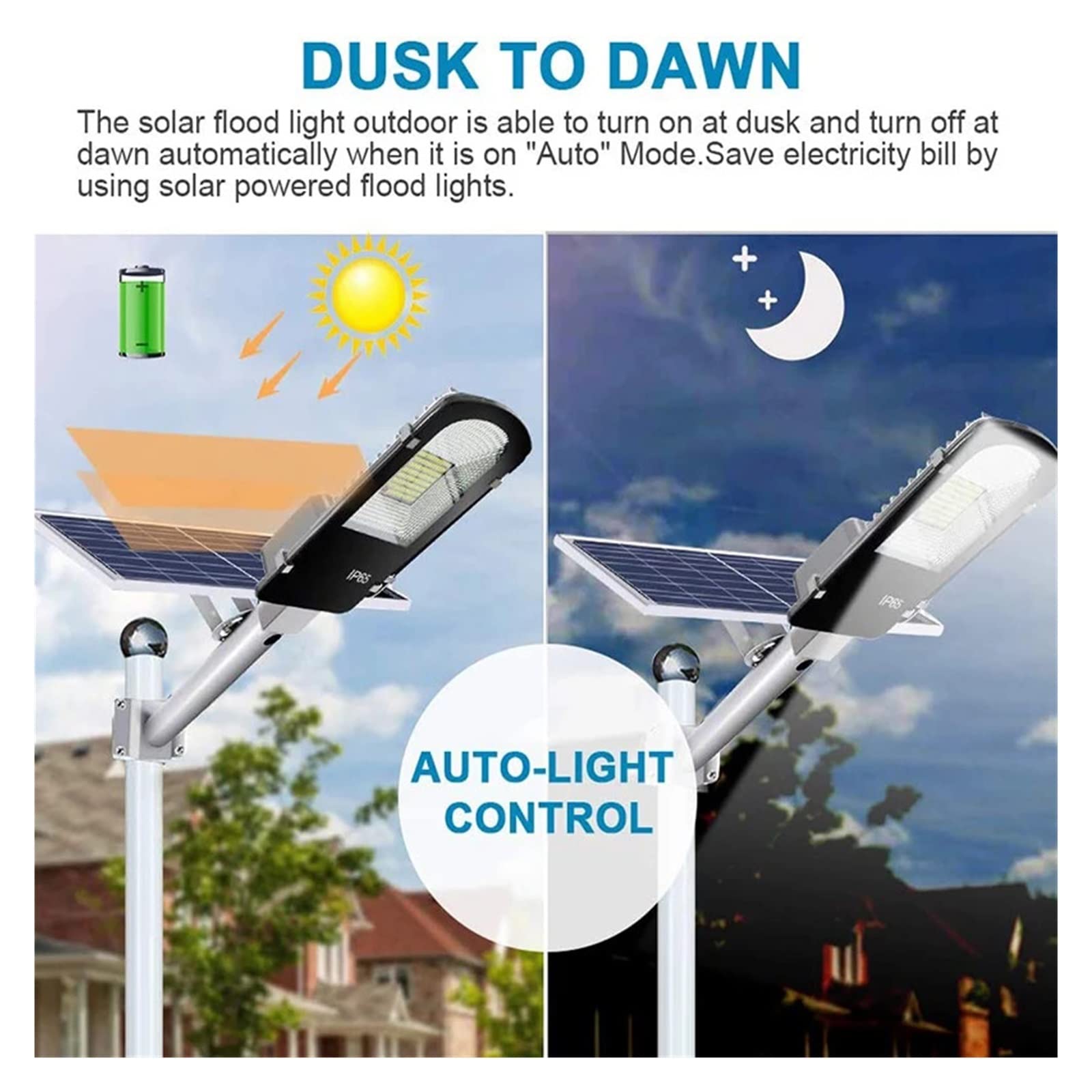 Luces de calle solares divididas Luz solar LED for exteriores con control remoto Lámpara pared impermeable IP65 for jardín,Ahorro de energía