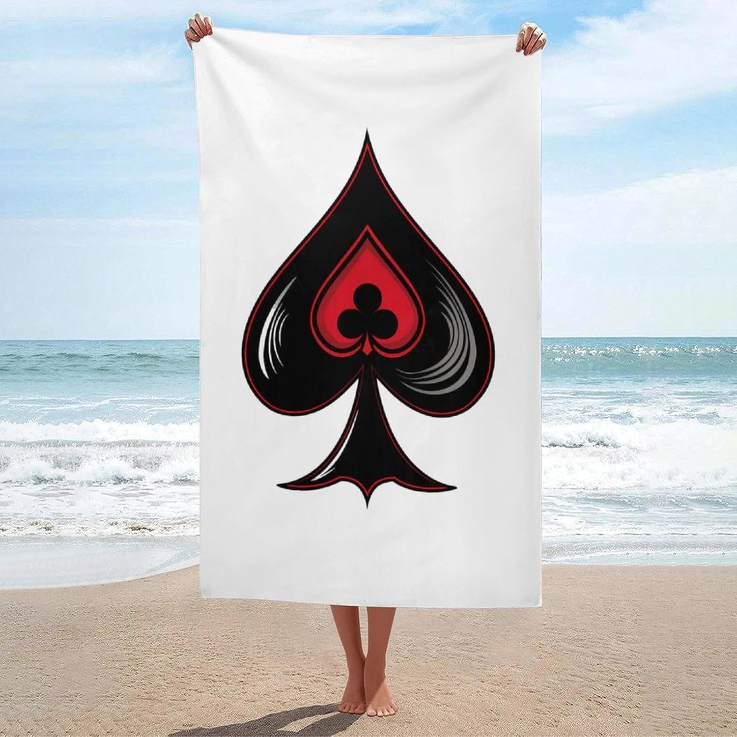 Aceess of Spades Bath Towel Beach Towels Quick Dry Oversized Bath Blanket Highly Absorbent Towel for Women Men 160x80cm