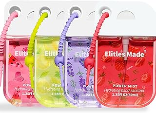 Hand Sanitizer Spray, 4Pack Spray Hand Sanitizer Travel Size With Cute Keychain, Scented Power Mist Hydrating for Kids Christmas Gifts, 1.35FL.OZ (Watermelon,Strawberry,Lemon,Lavender