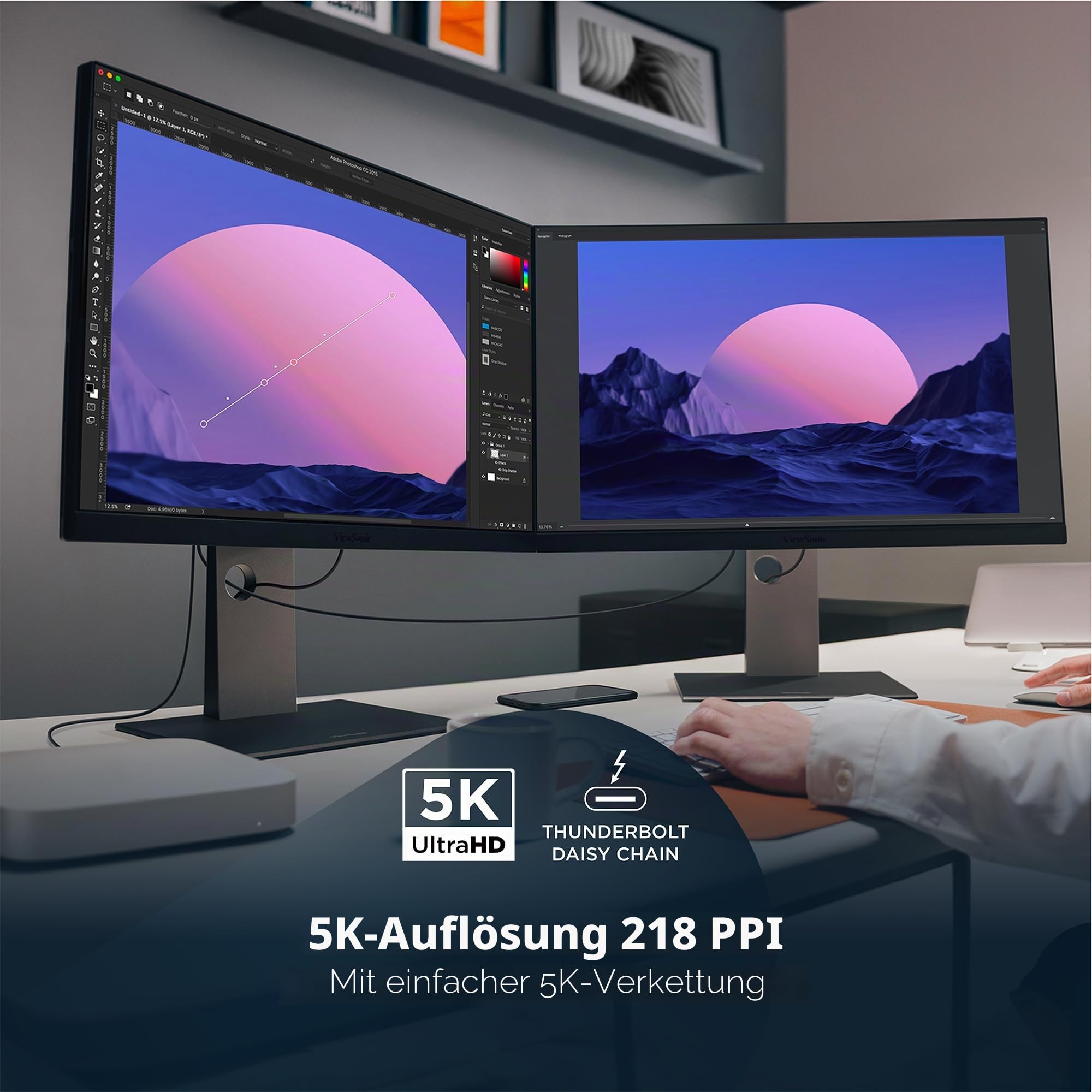 ViewSonic VP2788-5K Monitor 5K 27 zoll 5120x2880, Professioneller Monitor für MacBook, 100W Thunderbolt 4, ΔE＜2, 99% DCI-P3, 218 PPI, HDR 400, Verstellbarer Ständer, Pantone-validiert, USB-C, HDMI, DP