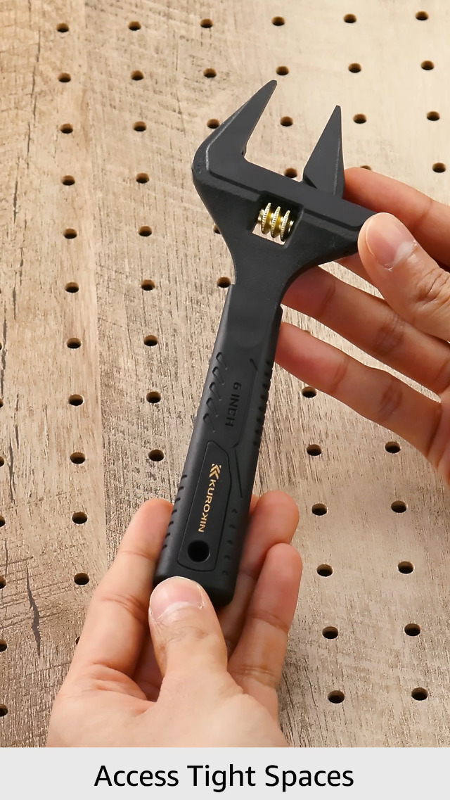 Fujiya Tools, FLT-34-BG, Adjustable wrench Thin Tip Type, Black