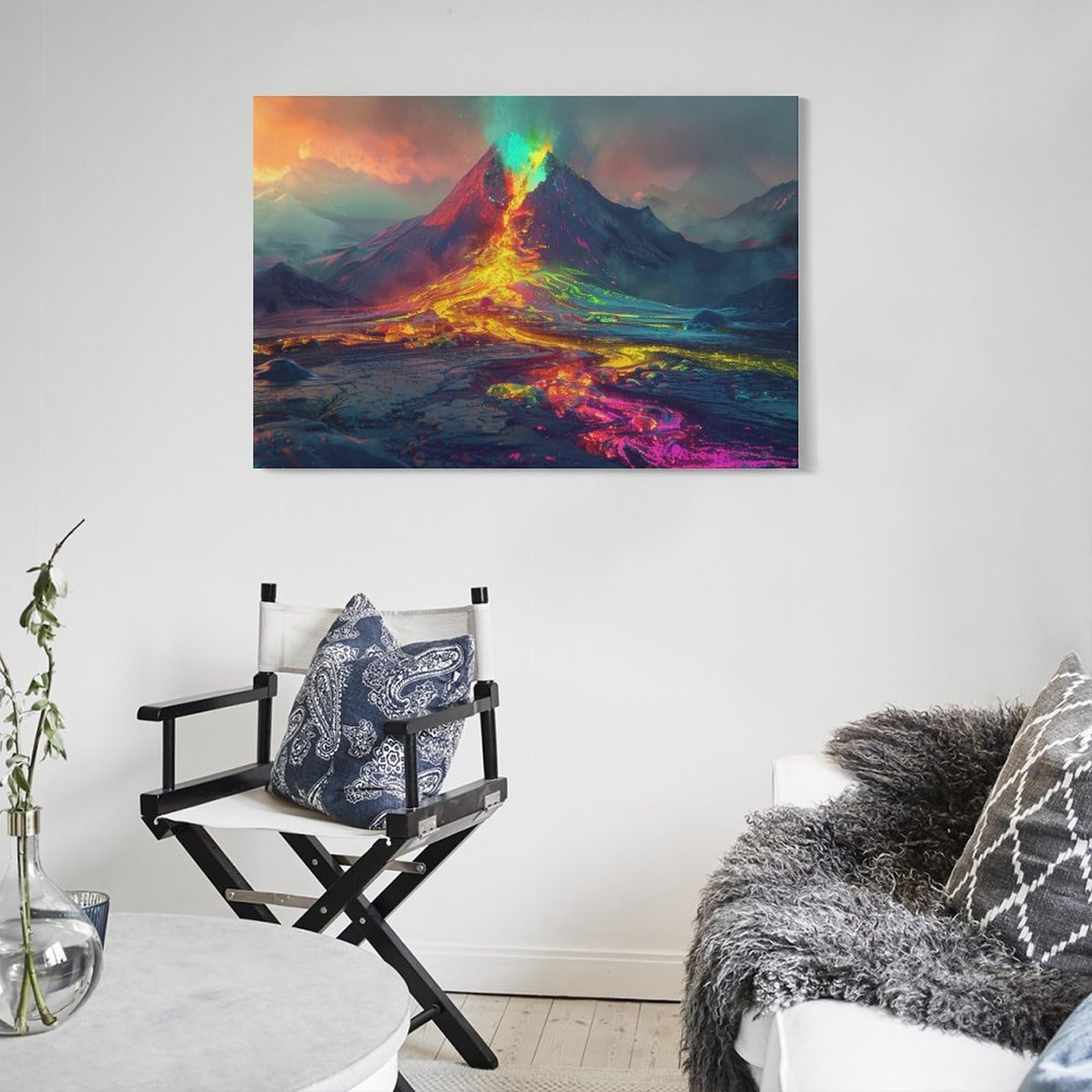 Amazon.co.jp: 絵画 火山噴火インテリア 絵画 壮大な自然の風景