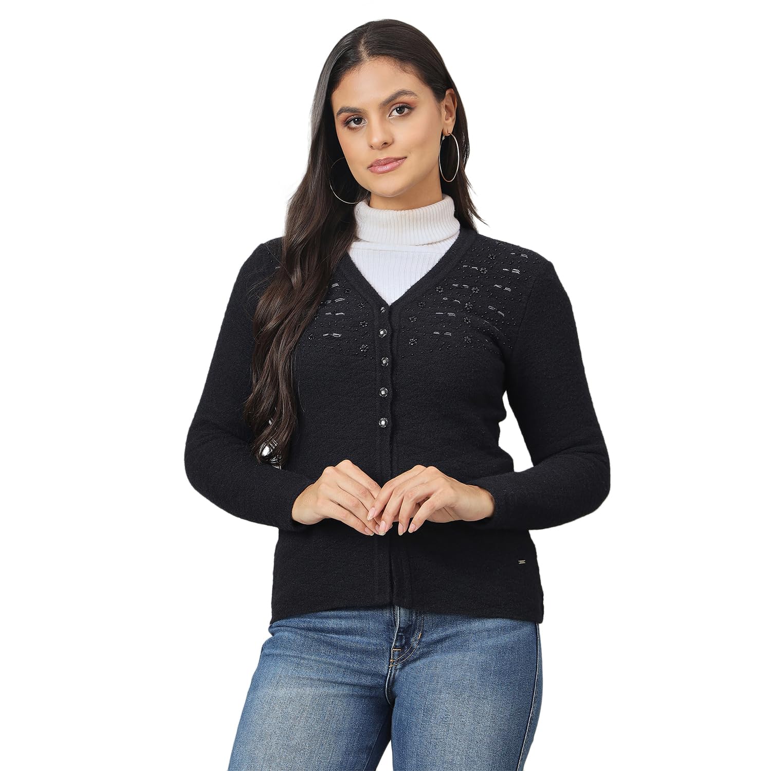 duke Women's Acrylic Blend Modern Cardigan Sweater-picture-29