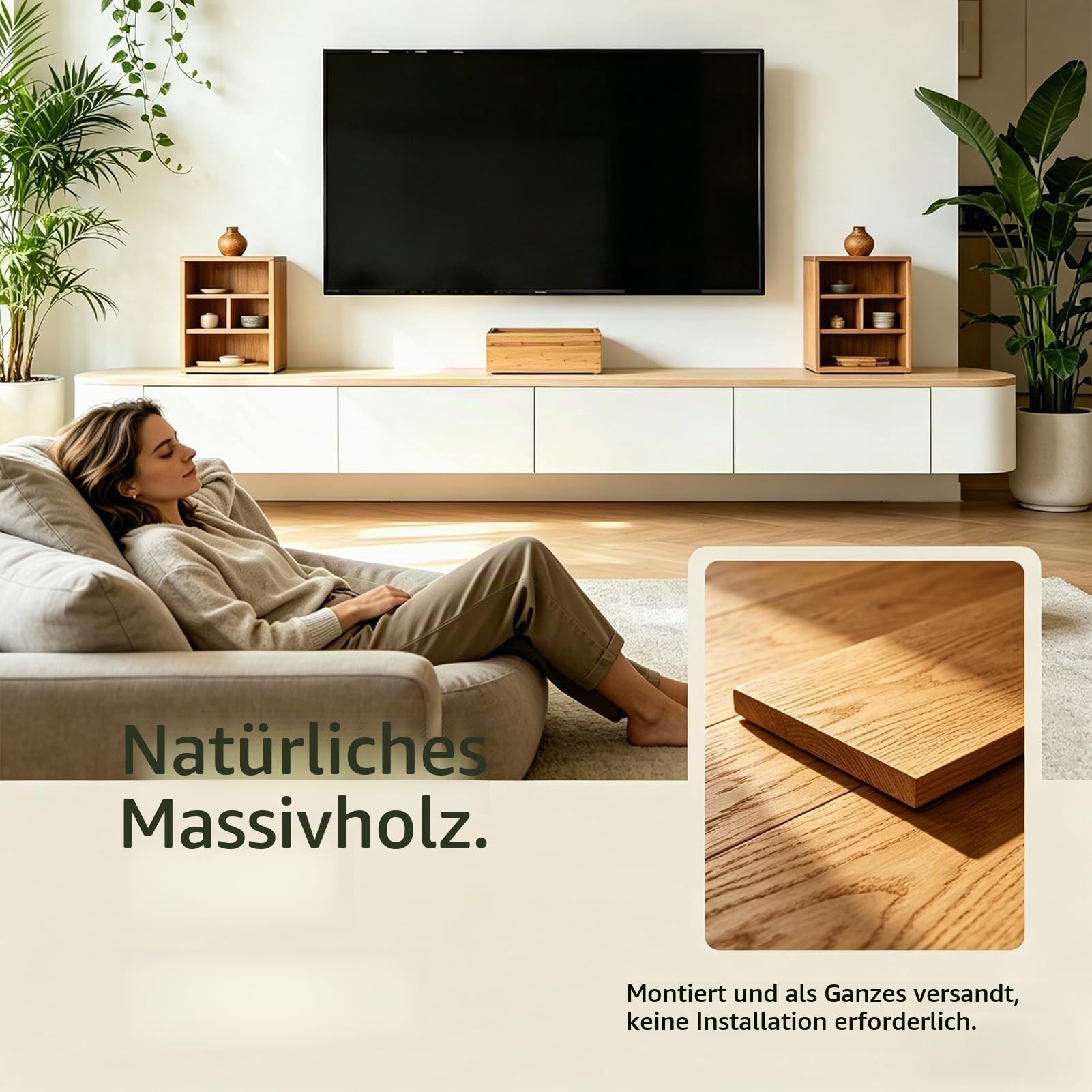 TV Schrank Hängend 160cm, Schwebende TV Lowboard mit 2 Schubladen 1 Klapptüren, Fernsehschrank mit Kabelmanagement für Wohnzimmer und Esszimmer, Bereits montiert