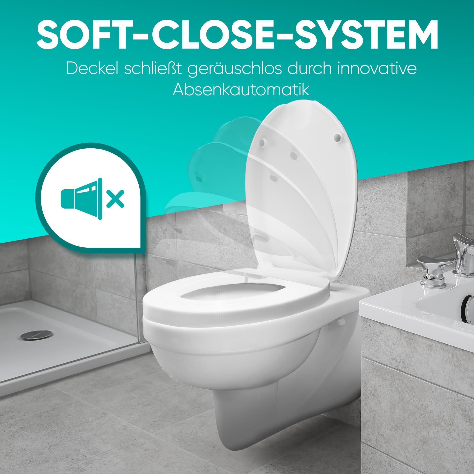 BELAVENA® WC Sitzerhöhung 5cm inkl. Absenkautomatik für bequemes Sitzen & Aufstehen | Erhöhter Toilettensitz aus Duroplast bis 200 kg belastbar | Toilettensitzerhöhung - Raised Toilet Seat