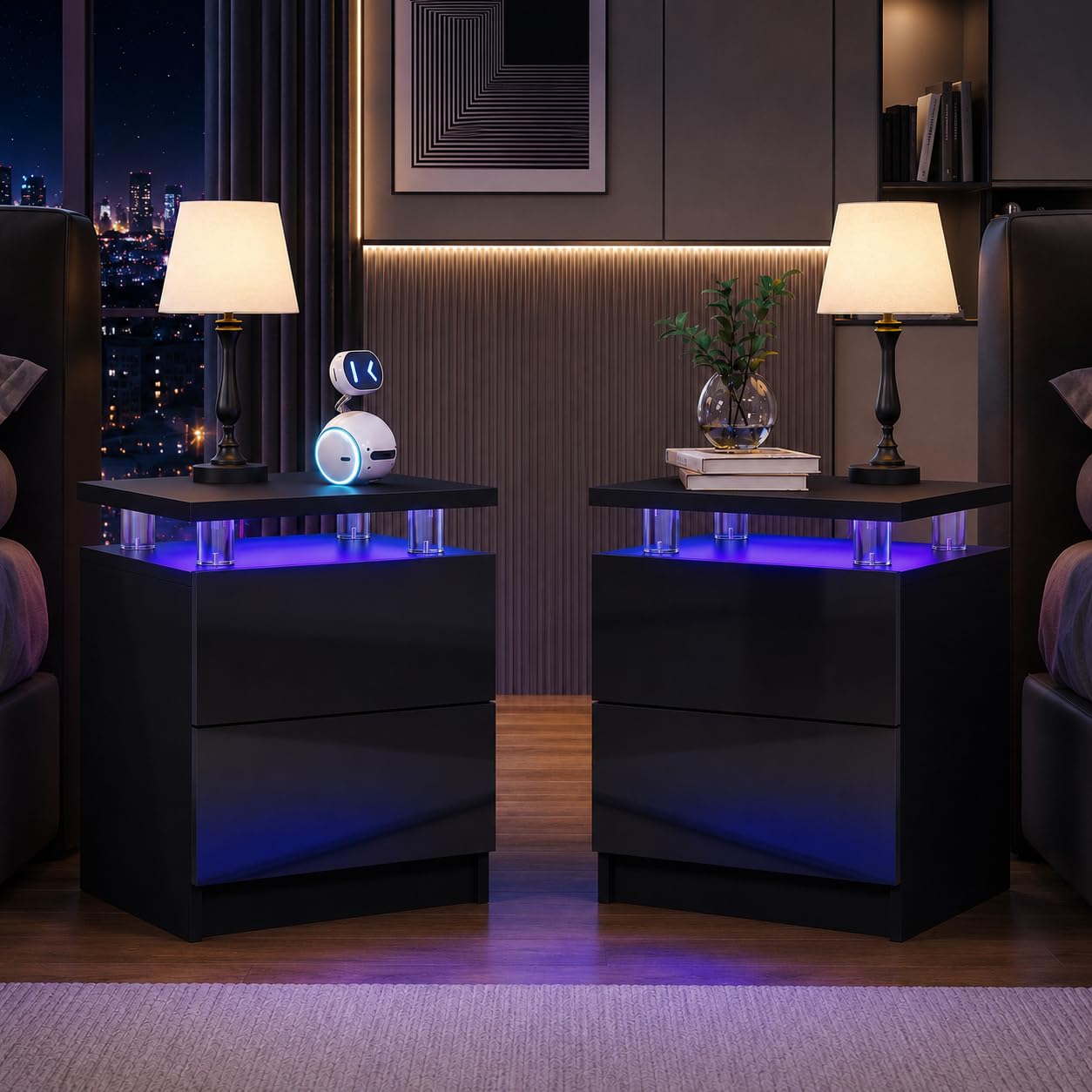 Nordivale Nightstand Set of 2 in Black