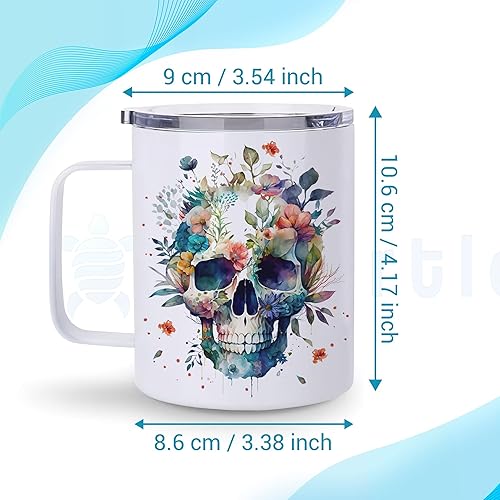 Vista 30 de Hyturtle Regalos personalizados para amantes de las calaveras, taza de café de cerámica con nombre personalizado de 11 onzas, ideal para amantes