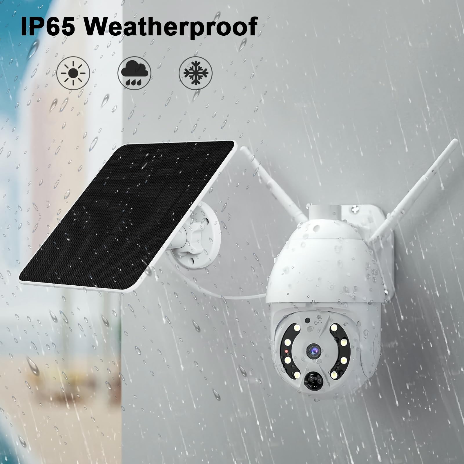 Pannello solare da 6 W per telecamera di sicurezza esterna, caricatore USB/Type-C da 5 V con cavo da 3 m, impermeabile IP65, staffa regolabile a 360°, compatibile con fotocamera a batteria