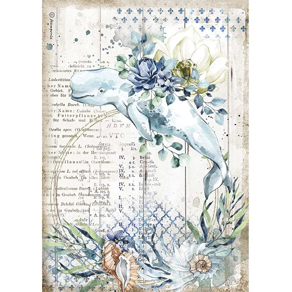 STAMPERIA INTERNATIONAL, KFT Stamperia-Rice Paper-Romantic Sea Dream-Whale, Multicoloured, A4