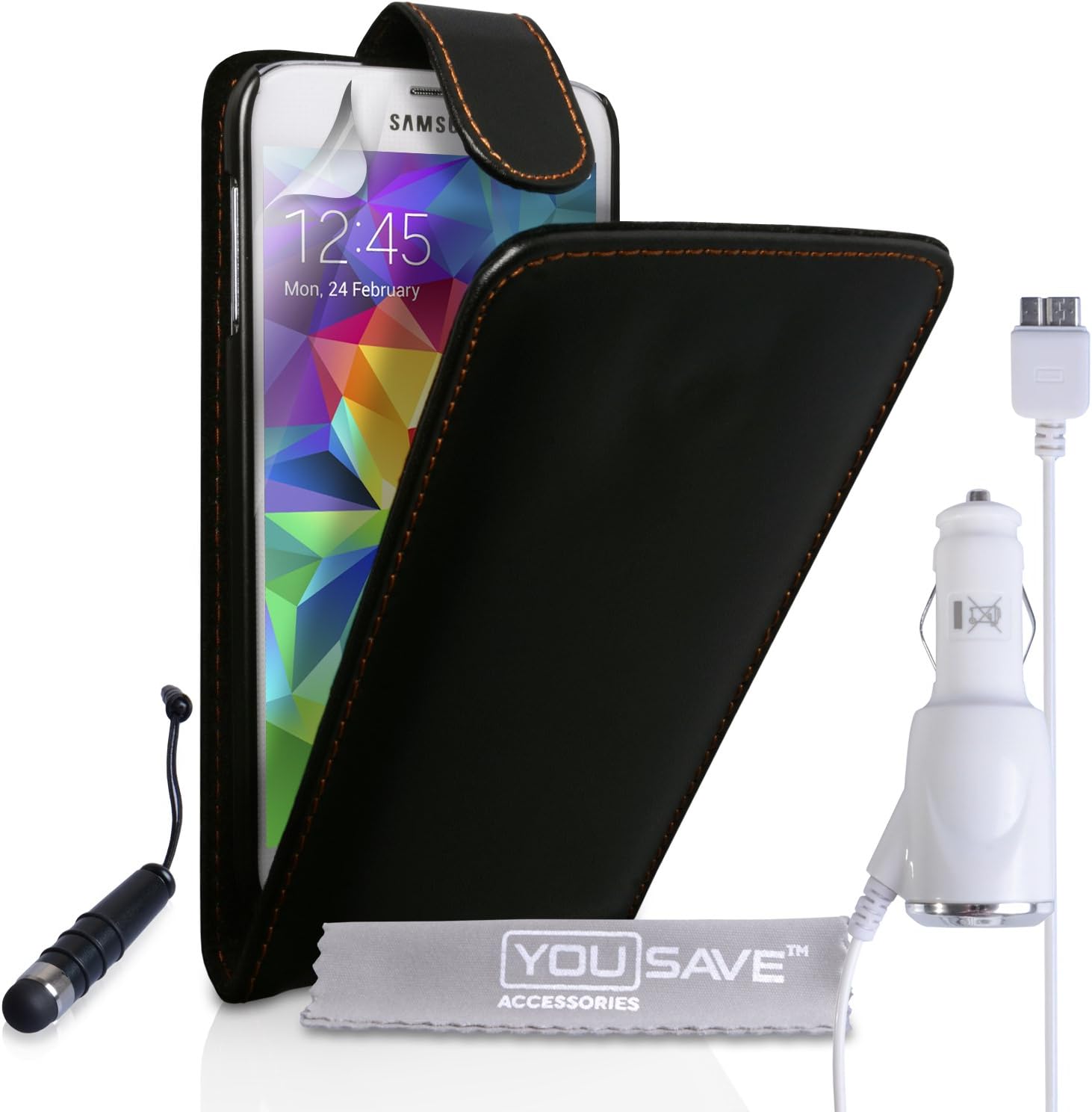 Custodia Portafoglio In Pelle Sintetica Viola Per Huawei Ascend G6 - Con Penna Stilo E Caricabatterie Auto