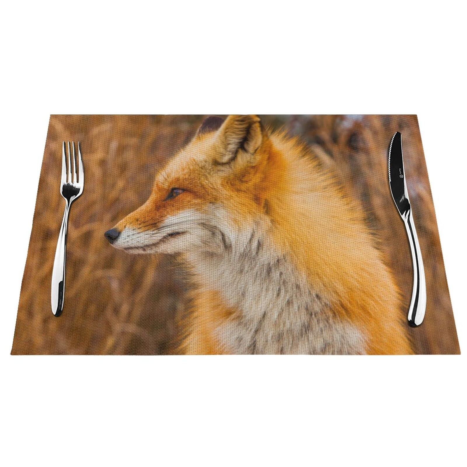 Tkane podkładki pod talerze z nadrukiem lisa antypoślizgowe izolacja cieplna do kuchni jadalni restauracji kawy zestaw 1 szt. 4 szt. 6 szt.