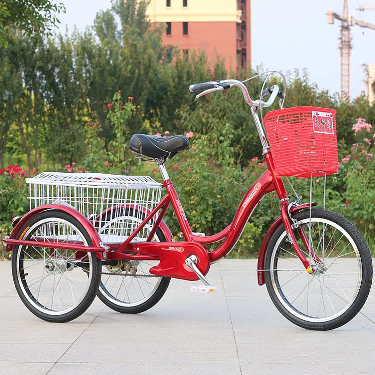 Bicicletta Tre Ruote Adulti, Triciclo 20 Pollici, Bici Crociera con Telaio Rinforzato Donne e Uomini, pedalata assistita Err&s