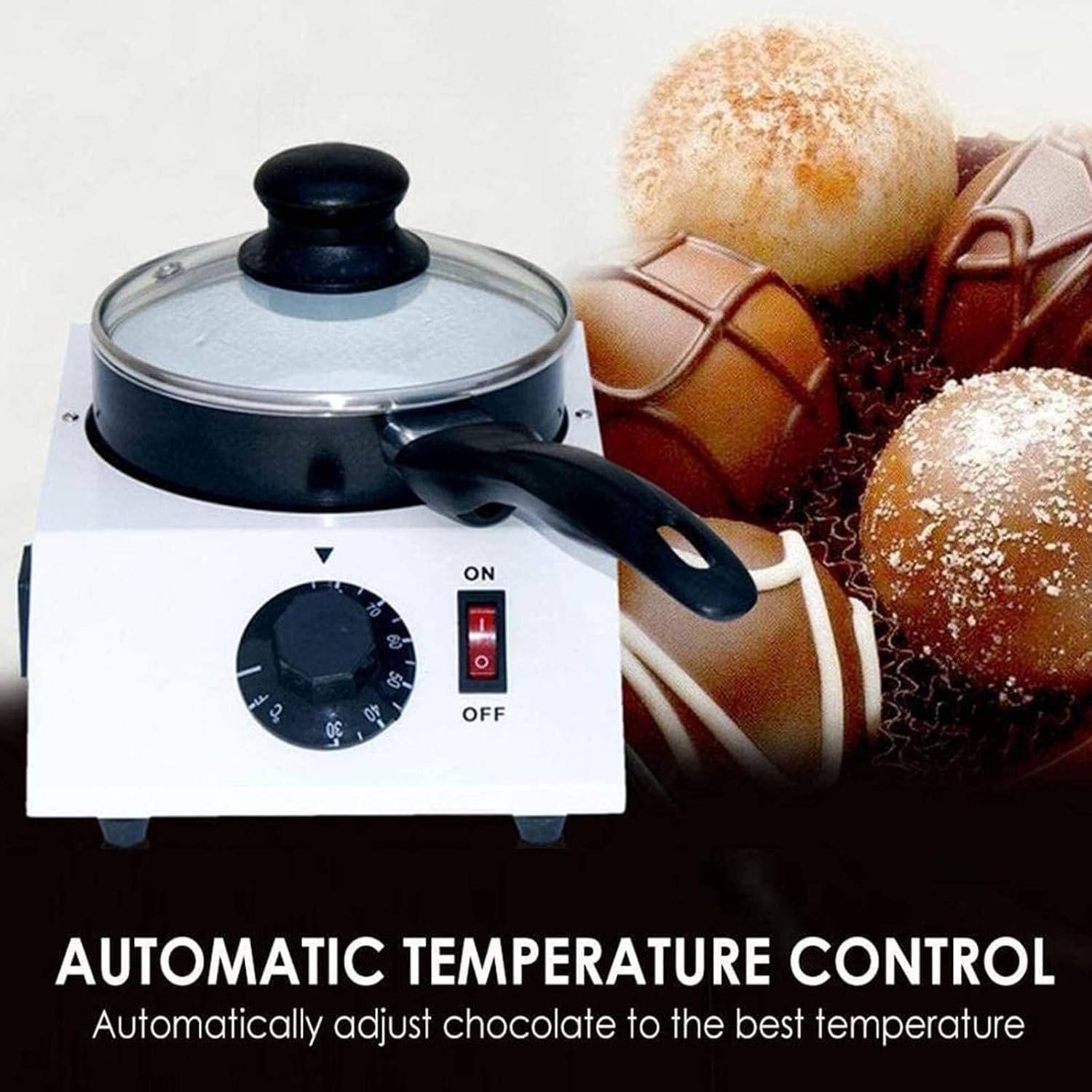 Macchina per sciogliere il cioccolato da 40 W, crogiolo elettrico da 30-85 ℃ con 1 recipiente cilindrico in ceramica antiaderente, per negozio di cioccolato artigianale, catering alberghiero