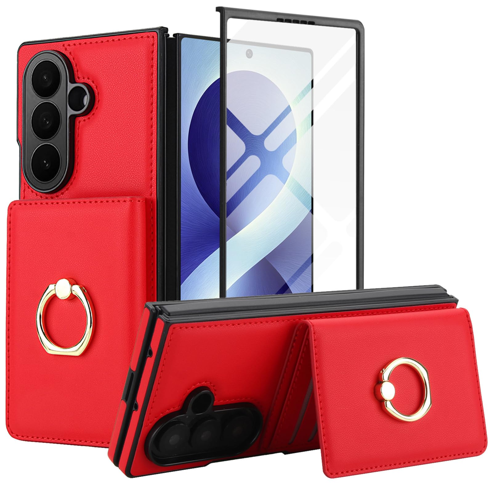 Custodia Pelle Per Samsung Galaxy Z Fold 8 Ultra, Anello Carte Sottile
