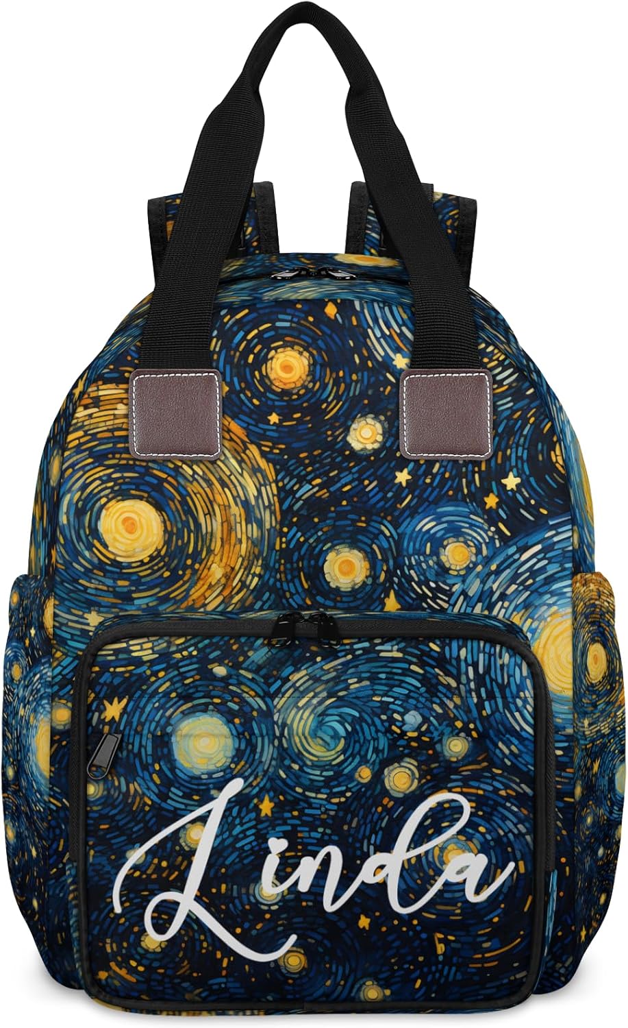 Honeybaby Custom Backpack with Name, Personalized Diaper Bag Backpack, Starry Sky Arts Waterproof Baby Bag for Mom, Large Capacity, USB Port & Stroller Straps - Custom Gift