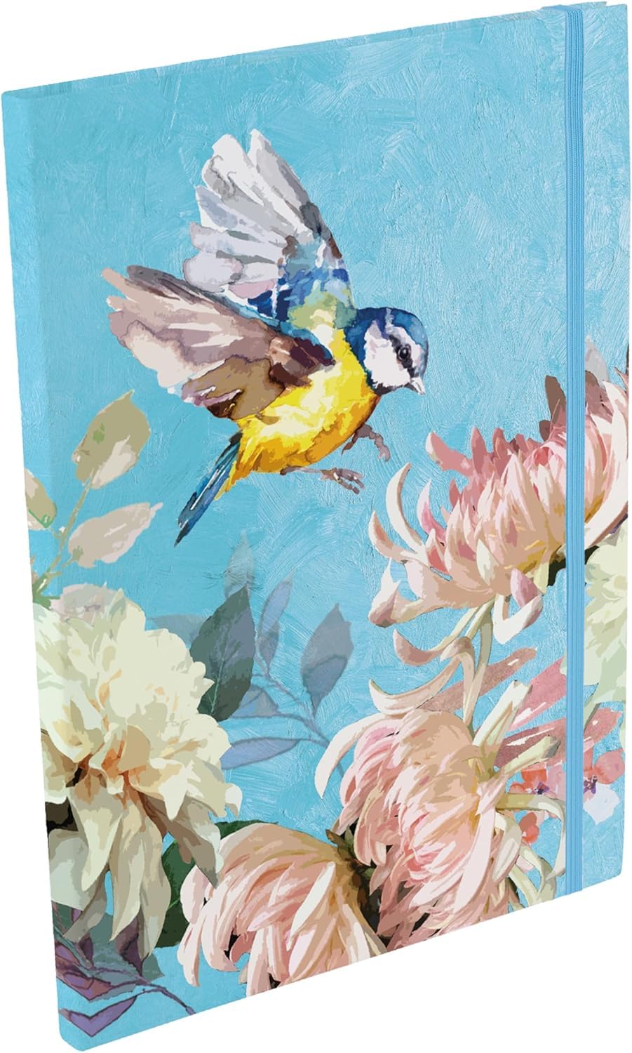 Symphony A4 Notebook – Ruled Journal with Elastic Closure, Flexi Cover & Colour Edges, Bird & Floral Design Stationery Gift for Work, Study & Everyday Use