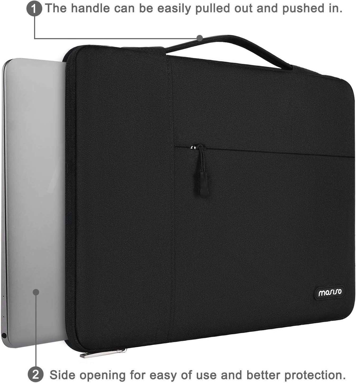 MOSISO Laptop Case 14 inch, 14 inch Laptop Sleeve with Handle Compatible with HP Lenovo Dell ASUS Acer, HP Stream, Dell Latitude, Lenovo IdeaPad, Polyester Multifunctional Computer Bag, Black
