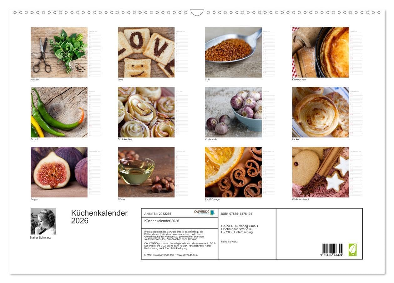 Küchenkalender 2026 (Wandkalender 2026 DIN A2 quer), CALVENDO Monatskalender: Schöner Terminkalender mit Küchemotiven (CALVENDO Lifestyle)