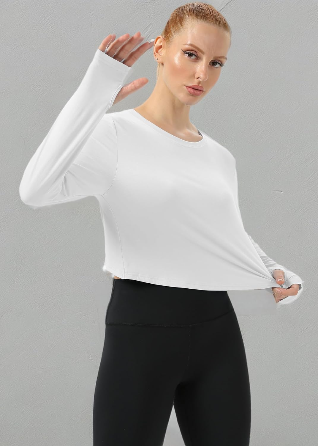 Mippo Open Back Workout Tops for Women Long Sleeve Athletic Shirts Loose Fit Running Gym Crop Top - Image 6