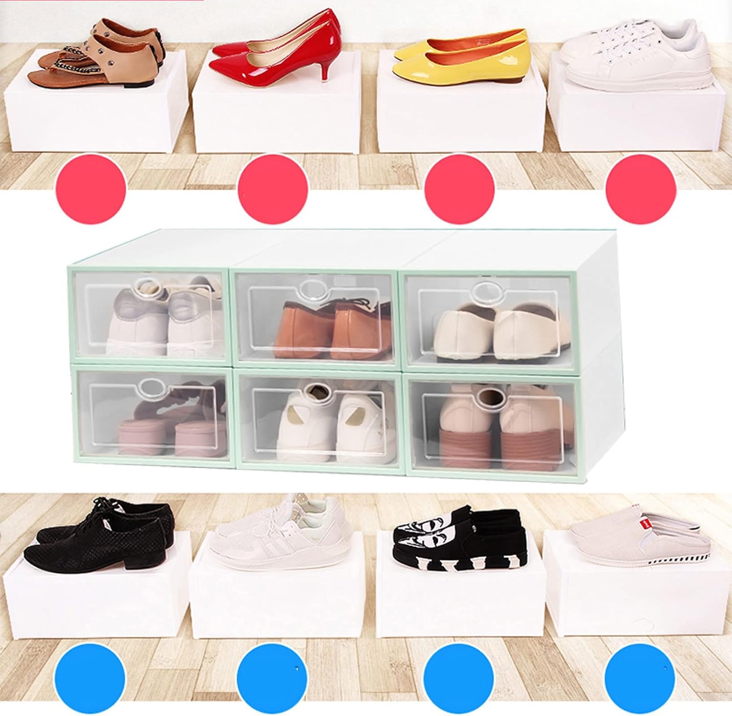 12 Pack Shoe Storage Boxes，Shoe Organizer for Closet Shoe Boxes Clear Plastic Stackable ，Water Proof Shoe Box Storage Containers and Organizer， (Color : Burst, Size : 33x23x14cm(13x9x5.5in))